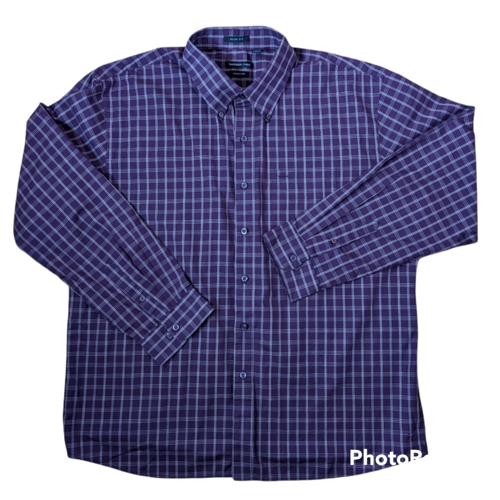 Van Heusen Men's Purple Plaid Button Down Shirt Size XXL